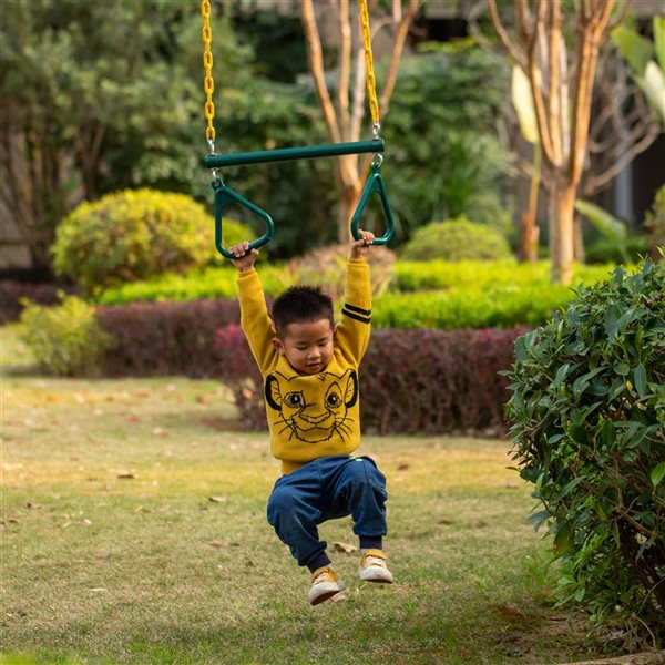 PLAYBERG Yellow and Green Playground Kids Hanging Trapeze Bar