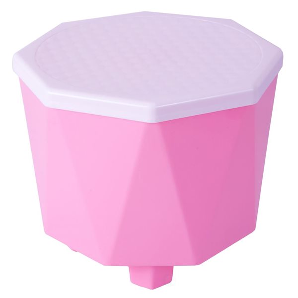 Basicwise Pink Plastic 2 in 1 Storage Step Stool