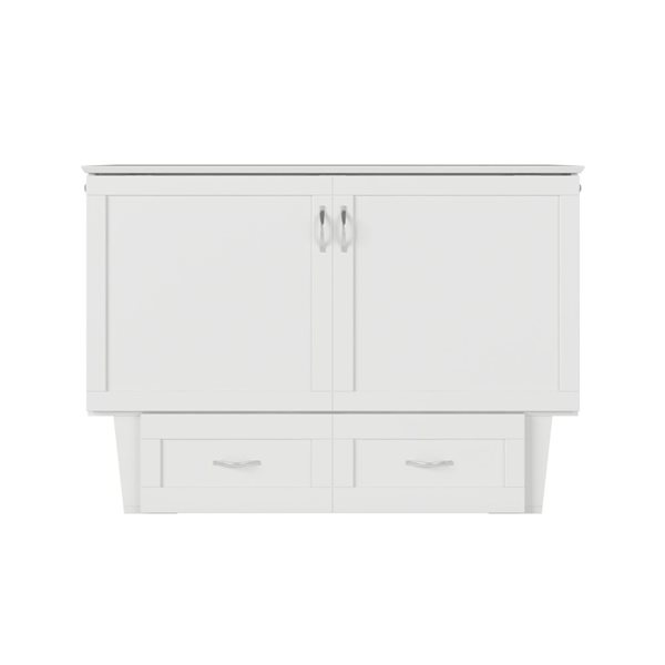 AFI Monroe White Murphy Double Bed Size with Mattress, Storage and Built-in Charger