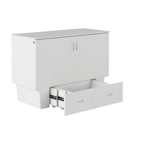 AFI Monroe White Murphy Double Bed Size with Mattress, Storage and Built-in Charger