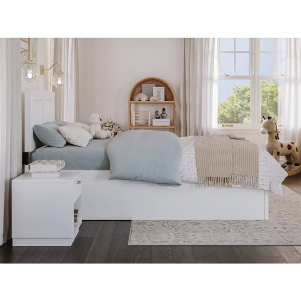 AFI Canyon White Twin Platform Bed with Matching Headboard/Footboard and Twin Trundle