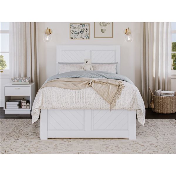 AFI Canyon White Twin Platform Bed with Matching Headboard/Footboard and Twin Trundle