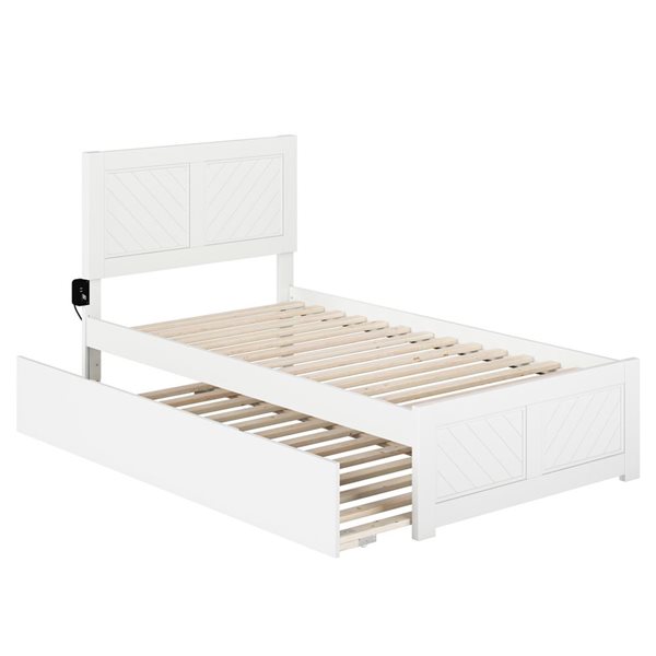 AFI Canyon White Twin Platform Bed with Matching Headboard/Footboard and Twin Trundle