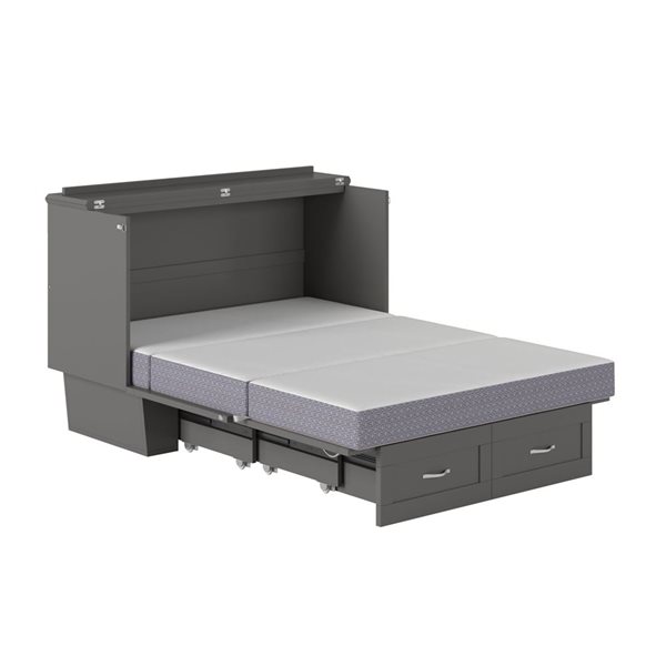 AFI Monroe Grey Murphy Double Bed Size with Mattress, Storage and Built-in Charger