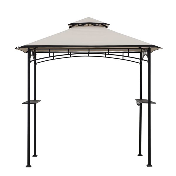 Sunjoy Mynah 5 x 8-ft Black Steel Frame Double Tiered Beige Canopy ...
