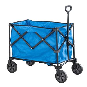 Sunjoy Odell Blue Collapsible Folding Wagon Cart with Wheels