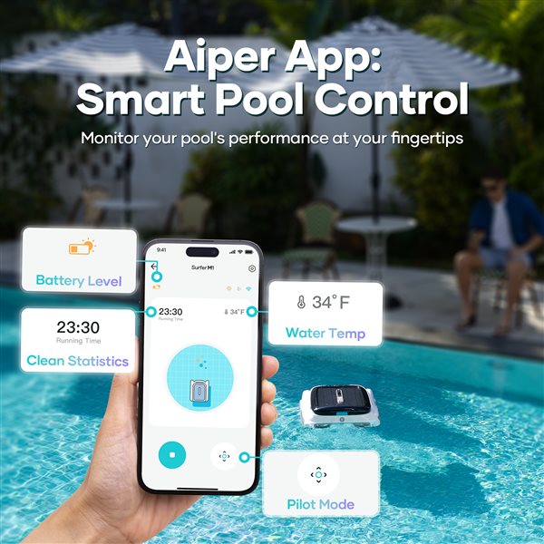 Aiper Surfer M1 Solar Powered Robotic Pool Skimmer