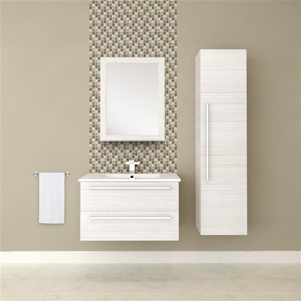 Cutler Kitchen & Bath Silhouette 11.25-in D x 60-in H x 15-in W White Chocolate Wall-mount 3-Shelves Linen Cabinet