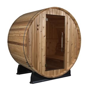 Sauna tonneau électrique en cèdre rustique Salem de Almost Heaven 72 l. x 59 p. x 77 po h. pour 2 personnes