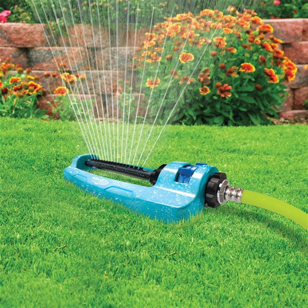 Aqua Joe Indestructible Metal Base Oscillating Lawn Sprinkler with Adjustable Spray - Covers 4,400-ft²