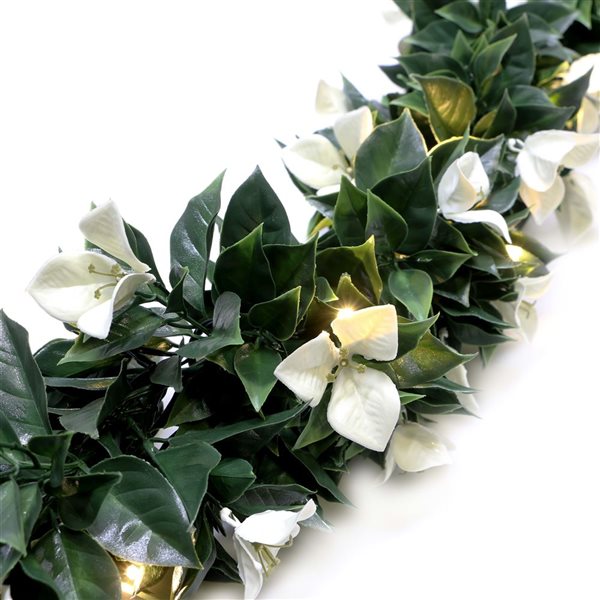 everhome Bougainvillea White Flowers Garland with Lights - 6-ft - 4/Pack