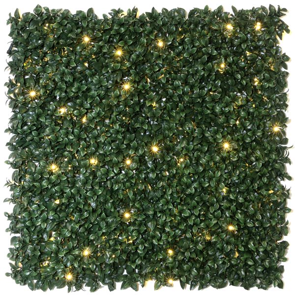 everhome Ficus Artificial Hedge Wall Panel with Lights - 3.28 x 3.28-ft - 1/Pack