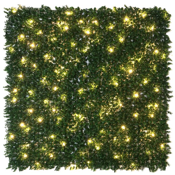 everhome English Boxwood Artificial Hedge Wall Panel with Lights - 3.28 x 3.28-ft - 2/Pack