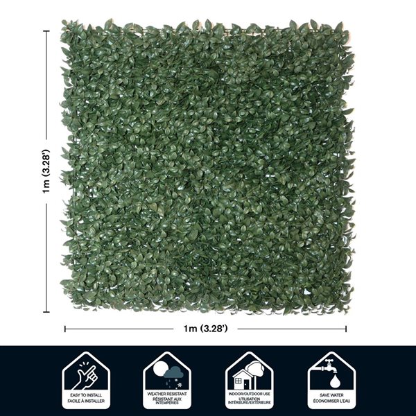 everhome Ficus Artificial Hedge Wall Panel - 3.28 x 3.28-ft - 1/Pack