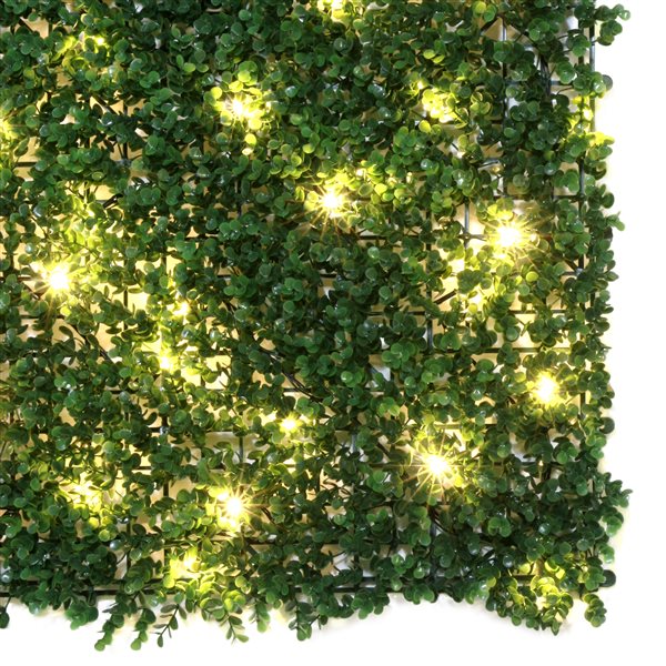 everhome English Boxwood Artificial Hedge Wall Panel with Lights - 3.28 x 3.28-ft - 1/Pack