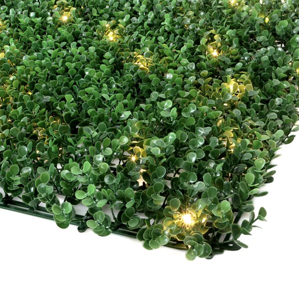 everhome English Boxwood Artificial Hedge Wall Panel with Lights - 3.28 x 3.28-ft - 1/Pack