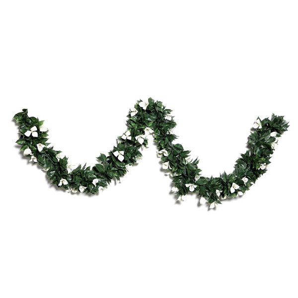 everhome Bougainvillea White Flowers Garland With Lights - 6-ft - 2/Pack