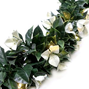 everhome Bougainvillea White Flowers Garland With Lights - 6-ft - 2/Pack