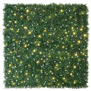 everhome Jasmine Boxwood Artificial Hedge Wall Panel with Lights - 3.28 x 3.28-ft - 2/Pack