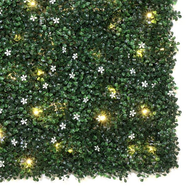 everhome Jasmine Boxwood Artificial Hedge Wall Panel with Lights - 3.28 x 3.28-ft - 1/Pack