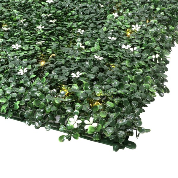 everhome Jasmine Boxwood Artificial Hedge Wall Panel with Lights - 3.28 x 3.28-ft - 1/Pack