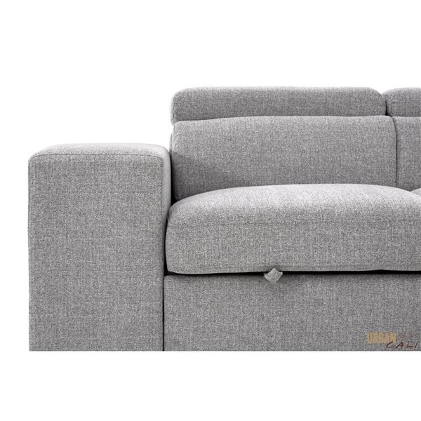 Urban Cali Pasadena Large Thora Stone Sleeper Sectional Sofa Bed w/ Storage Ottoman and 2 Stools