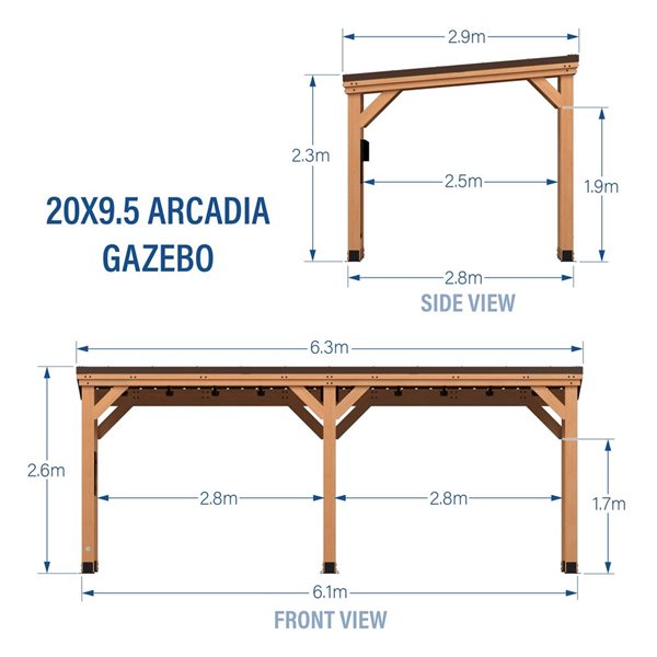 Gazebo Arcadia en cèdre et en acier par Backyard Discovery, 20 x 9,5 pi