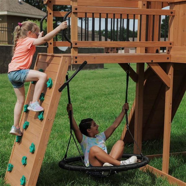 Backyard Discovery Sterling Point Wooden Playset with Grey Slide