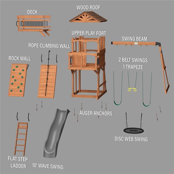 Backyard Discovery Sterling Point Wooden Playset with Grey Slide