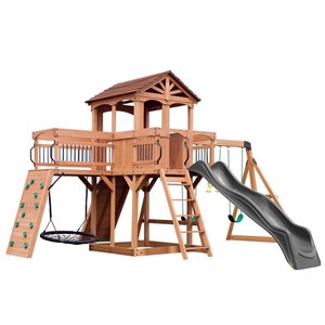 Backyard Discovery Sterling Point Wooden Playset with Grey Slide