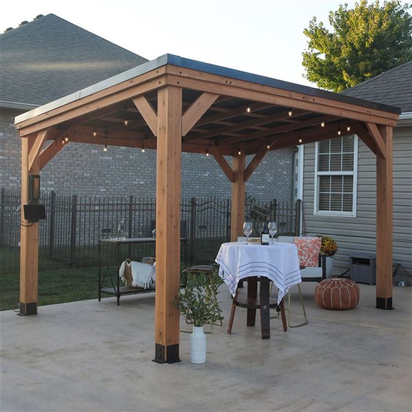 Backyard Discovery Arcadia 12 x 9.5-ft Cedar and Steel Gazebo