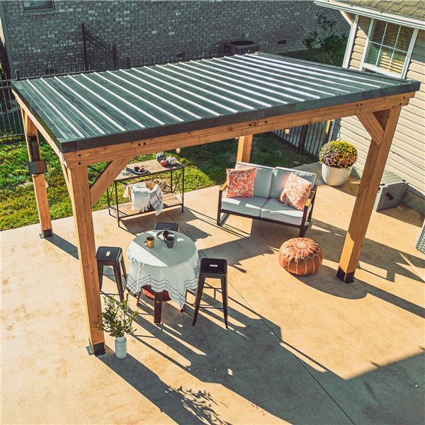 Backyard Discovery Arcadia 12 x 9.5-ft Cedar and Steel Gazebo