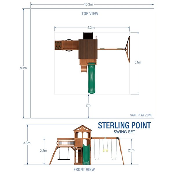 Backyard Discovery Sterling Point Wooden Playset with Green Slide