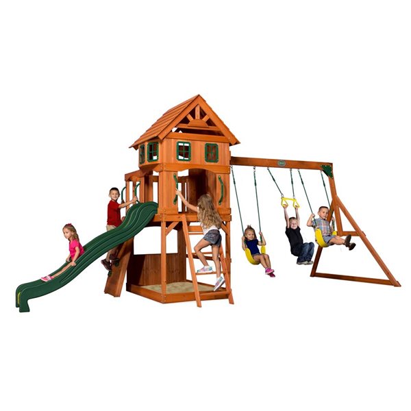 Backyard Discovery Atlantis Wooden Playset with Green Slide