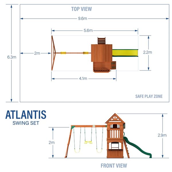 Backyard Discovery Atlantis Wooden Playset with Green Slide