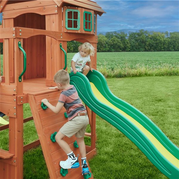 Backyard Discovery Atlantis Wooden Playset with Green Slide