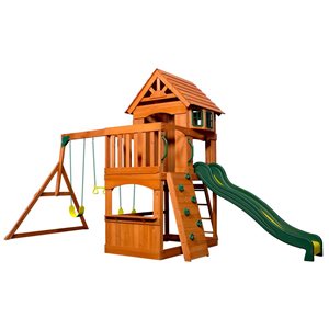 Ensemble de jeu en bois Atlantis par Backyard Discovery avec toboggan vert