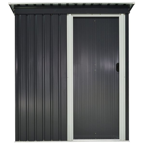 Outsunny Outdoor 5-ft x 3-ft Black Galvanized Steel Storage Shed w/ Sliding Door and Sloped Roof