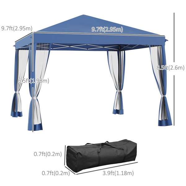 Outsunny 10-ft x 28-ft White Portable Party Tent Gazebo w/ 5