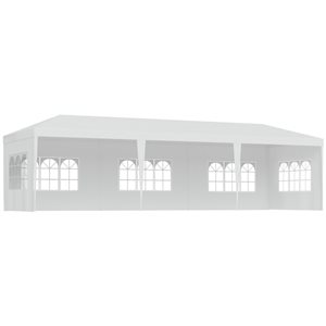 Outsunny 10-ft x 28-ft White Portable Party Tent Gazebo w/ 5 Removable Sidewalls