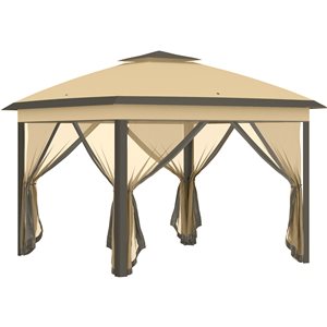 Outsunny 11-ft x 11-ft Beige Pop-Up Gazebo