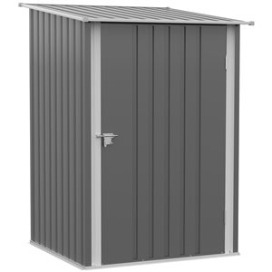 Cabanon de jardin Outsunny 3,3 x 3,4 pi en acier galvanisé gris adossé au mur