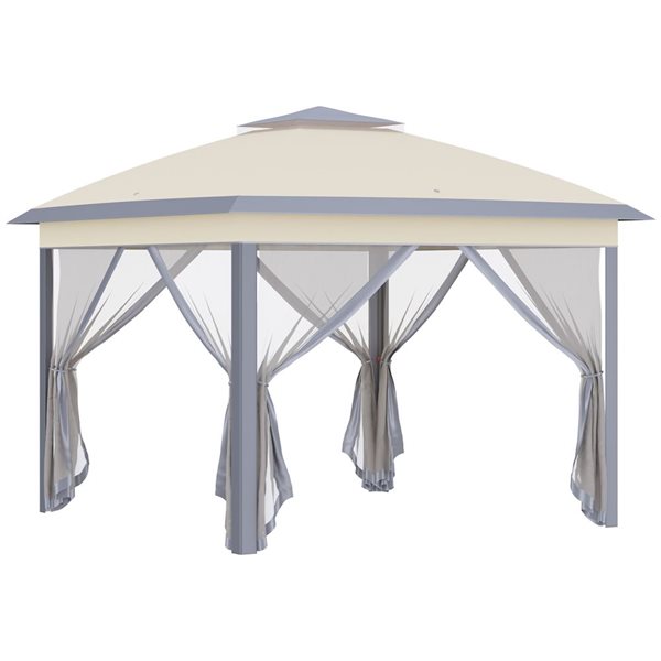 Outsunny 10-ft x 20-ft Grey Pop Up Canopy Tent w/ 6 Removable Mesh ...