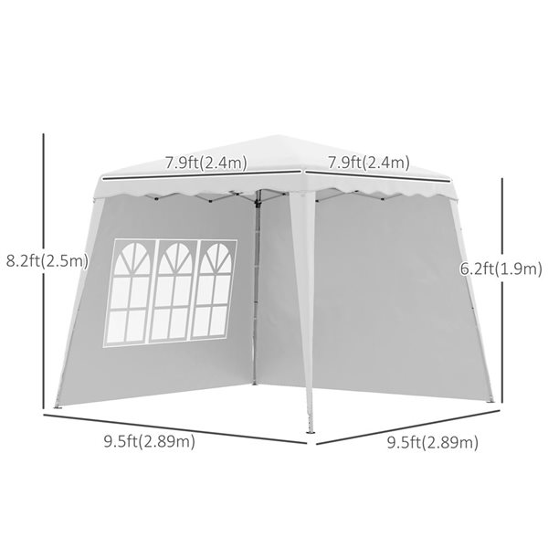 Outsunny 9.5-ft x 9.5-ft White UV50+ Height Adjustable Pop Up Canopy Tent w/ Carry Bag