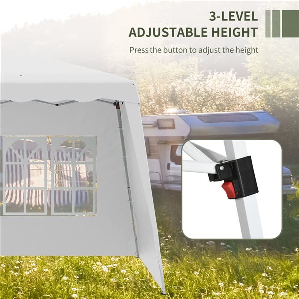 Outsunny 9.5-ft x 9.5-ft White UV50+ Height Adjustable Pop Up Canopy Tent w/ Carry Bag