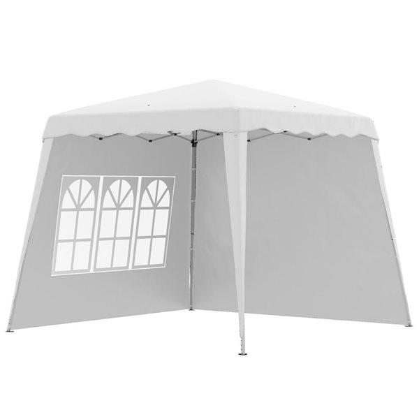 Outsunny 9.5-ft x 9.5-ft White UV50+ Height Adjustable Pop Up Canopy Tent w/ Carry Bag