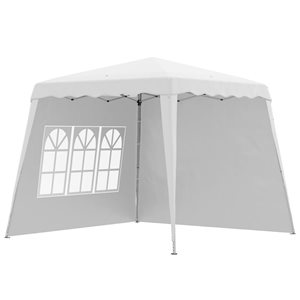 Outsunny 9.5-ft x 9.5-ft White UV50+ Height Adjustable Pop Up Canopy Tent w/ Carry Bag