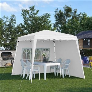 Tente abri-soleil ajustable en hauteur Outsunny carrée 9,5 pi blanche, protection UV 50+