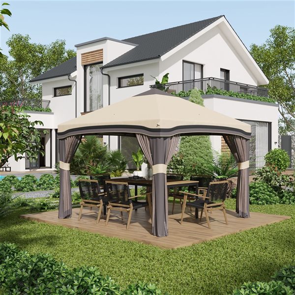 Outsunny 10-ft x 28-ft White Party Gazebo Tent w/ 8 Removable Sidewalls