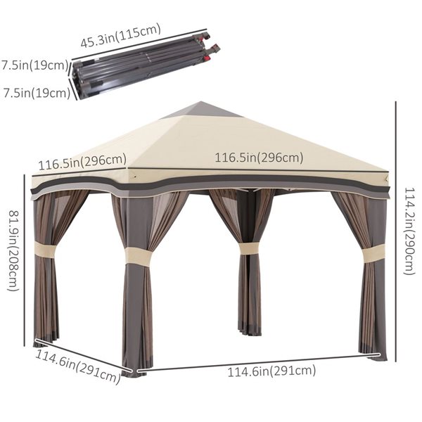 Outsunny 10-ft x 28-ft White Party Gazebo Tent w/ 8 Removable Sidewalls
